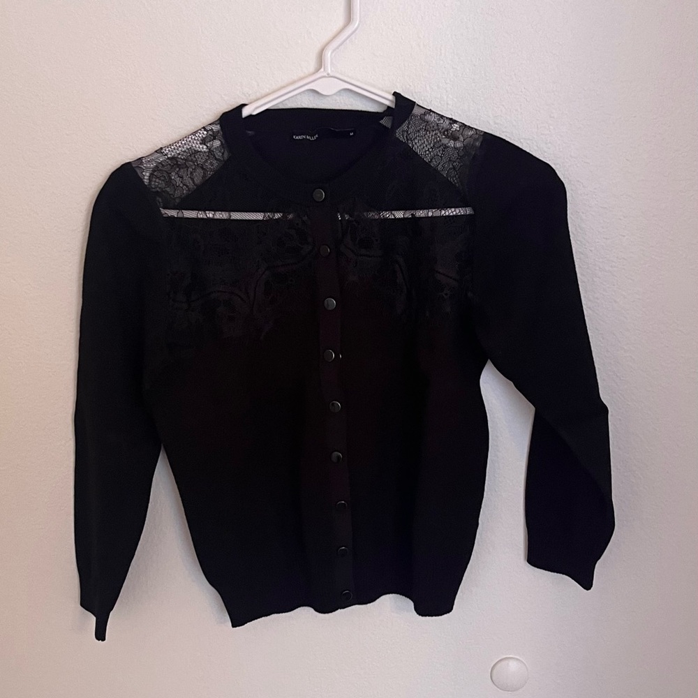 Black lace detail cardigan.